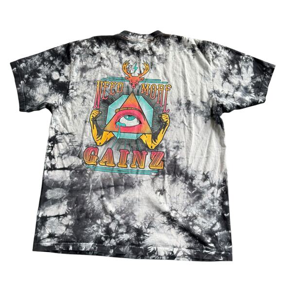 Need More Gainz Tie Dye T-Shirt Men’s Size Large Deer Eye Graphic Gym Tee - Picture 3 of 3